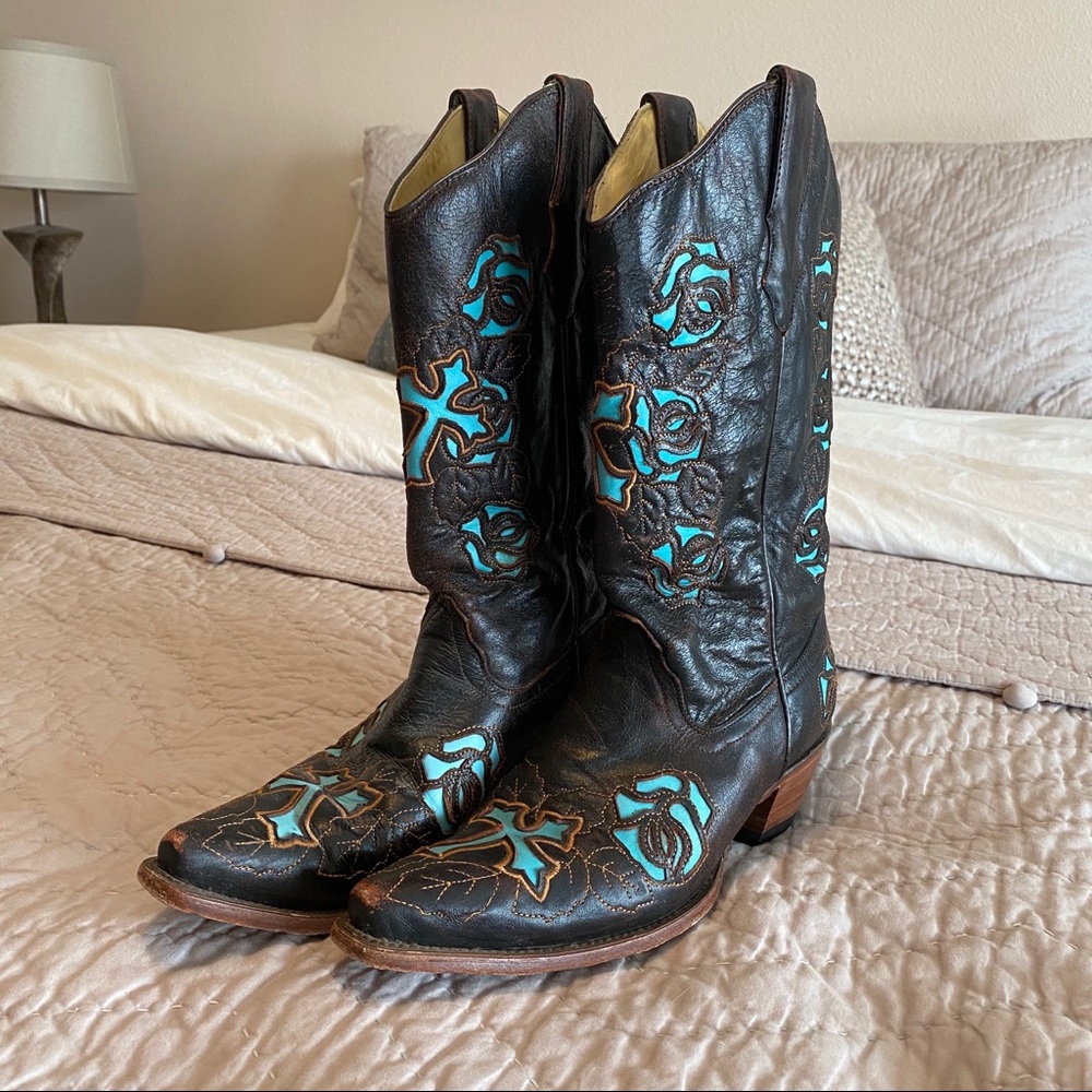 Sz 10 Corral Brown Leather Boots